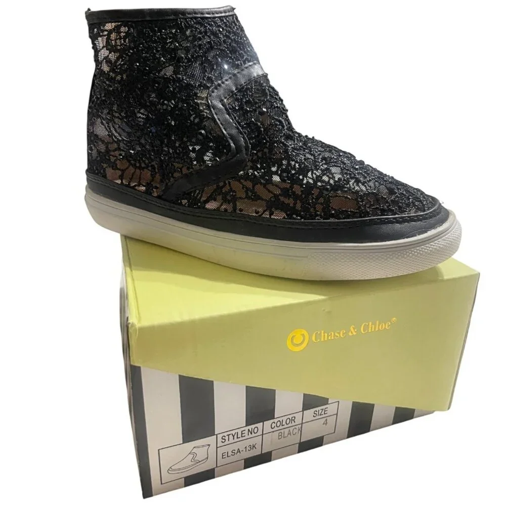 Chase & Chloe Big Kid Girls' Full Lace Mesh Party Ankle High Top Dress Boots